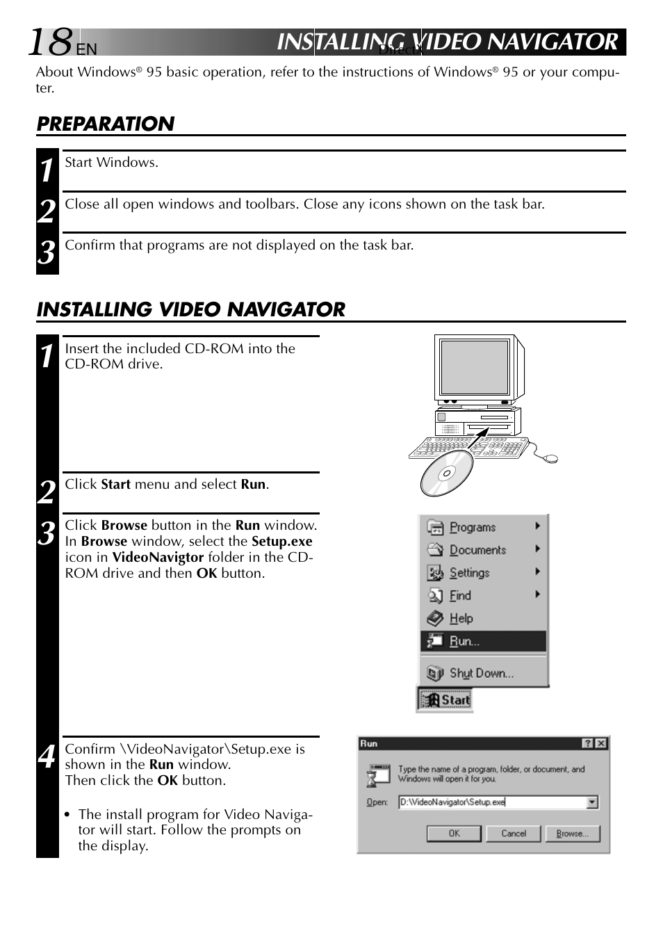 Installing video navigator | JVC VIDEO NAVIGATOR GV-DV1000 User Manual | Page 18 / 26