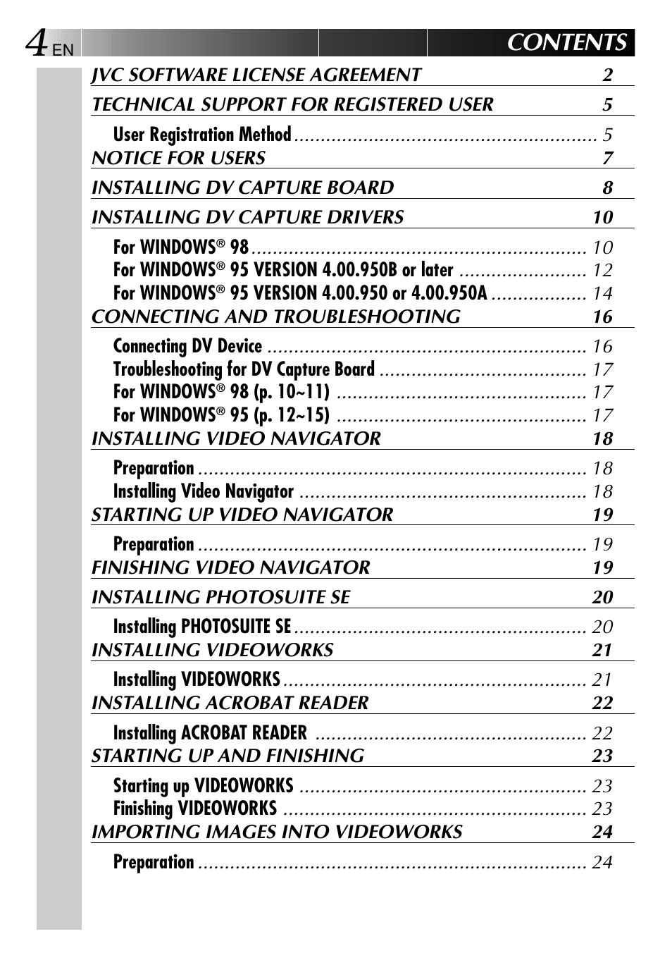 JVC VIDEO NAVIGATOR GV-DV1000 User Manual | Page 4 / 26