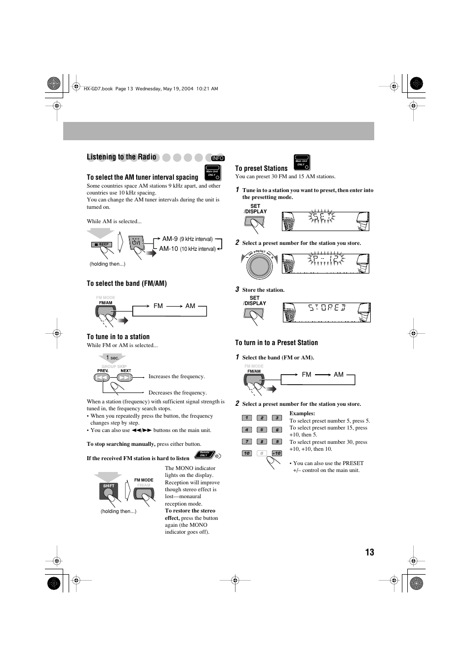 Listening to the radio | JVC HX-GD7 User Manual | Page 17 / 60