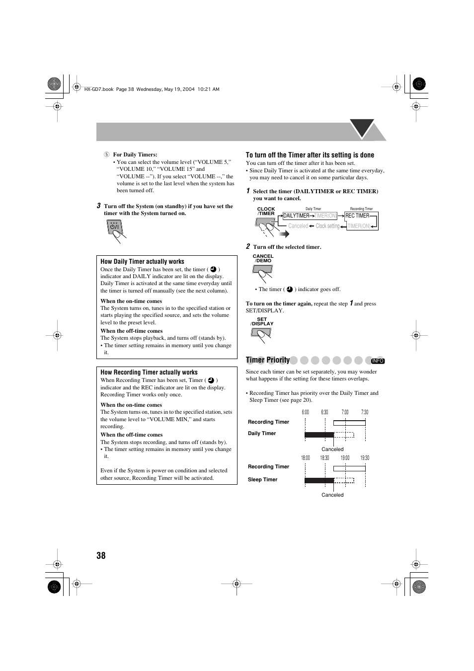 Timer priority | JVC HX-GD7 User Manual | Page 42 / 60