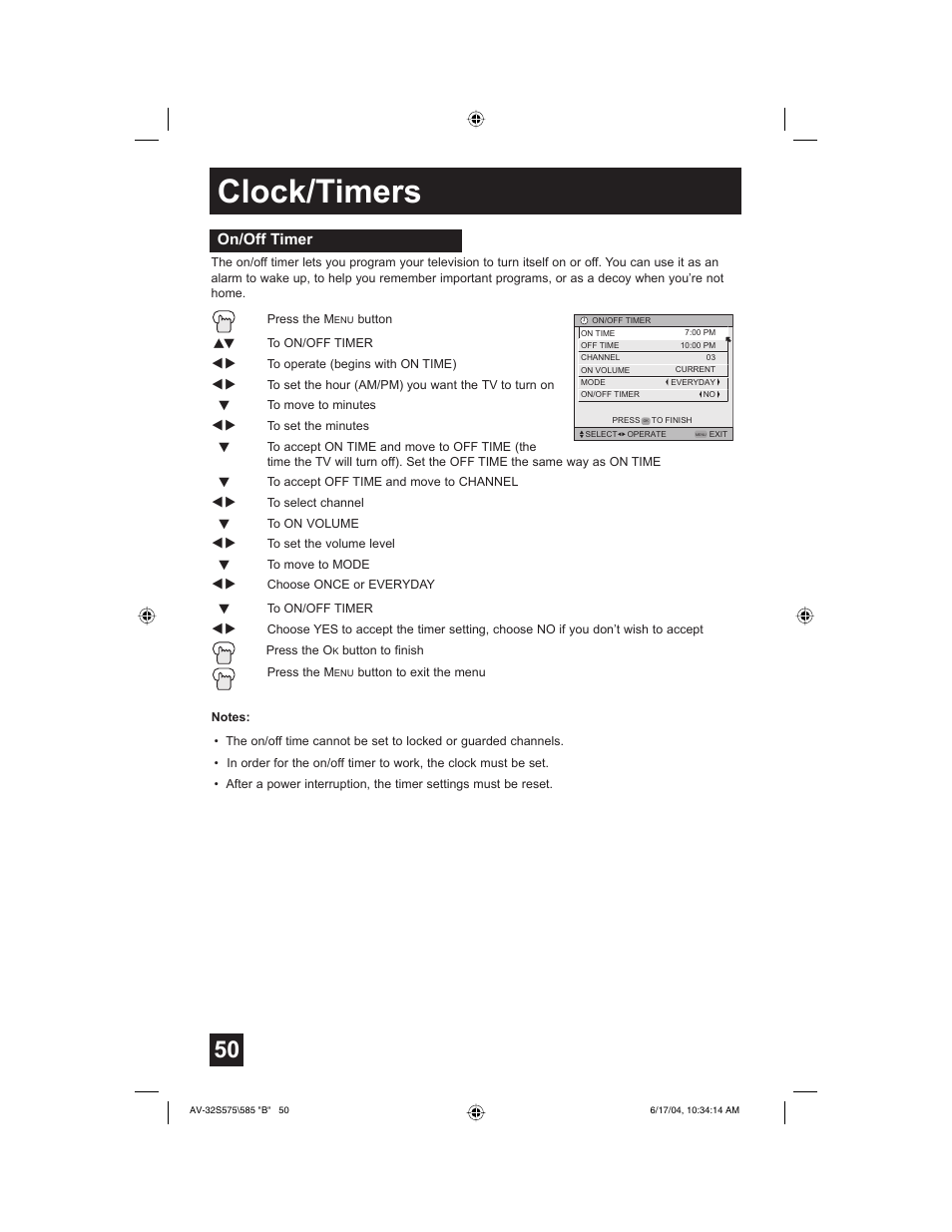 Clock/timers | JVC LCT1638-001B-A User Manual | Page 50 / 64