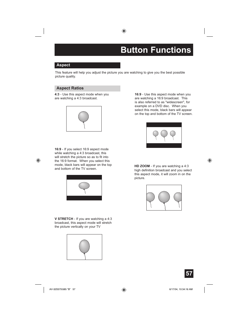 Button functions | JVC LCT1638-001B-A User Manual | Page 57 / 64