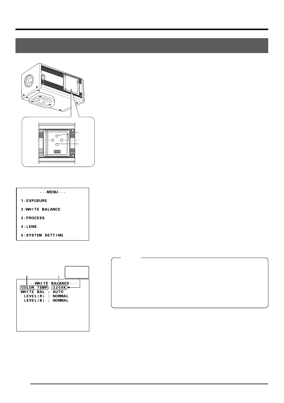 Procédure de réglage, Réglage des écrans de menu (suite) | JVC KY-F1030U User Manual | Page 132 / 148