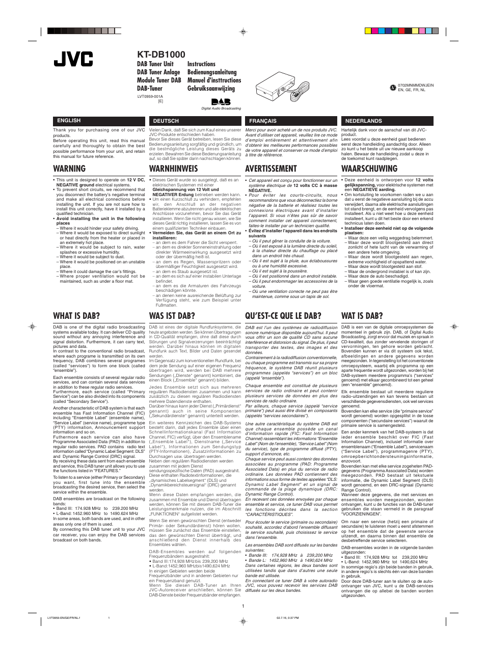 JVC KT-DB1000 User Manual | 4 pages