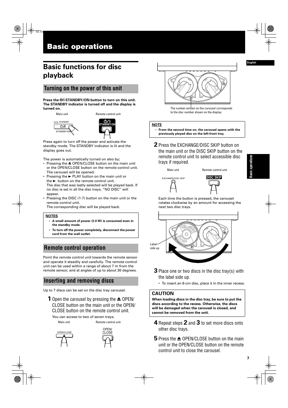 Basic operations, Basic operations basic functions for disc playback, Turning on the power of this unit | JVC XL-FZ700 User Manual | Page 29 / 39