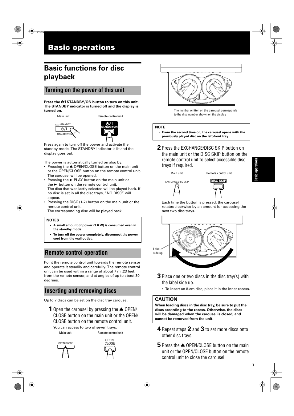 Basic operations, Basic operations basic functions for disc playback, Turning on the power of this unit | JVC XL-FZ700 User Manual | Page 9 / 39