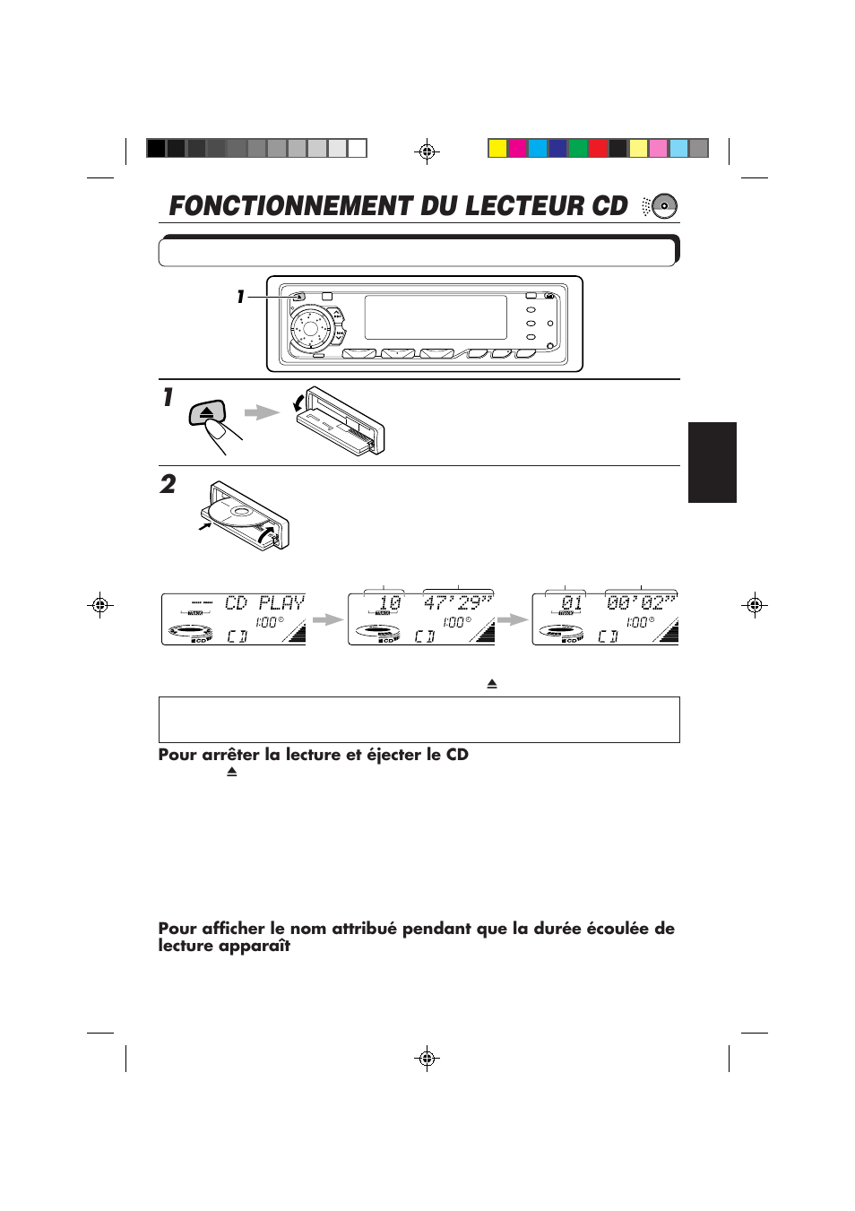 Fonctionnement du lecteur cd, Lecture d'un cd | JVC KD-MX2800R User Manual | Page 119 / 202