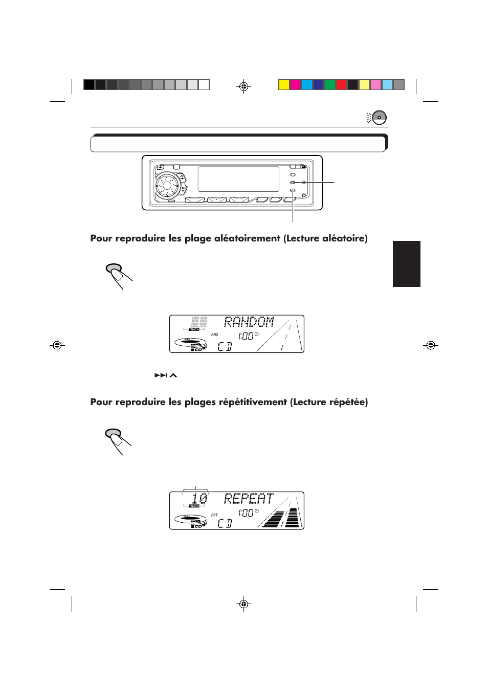 Sélection des modes de lecture de cd | JVC KD-MX2800R User Manual | Page 121 / 202