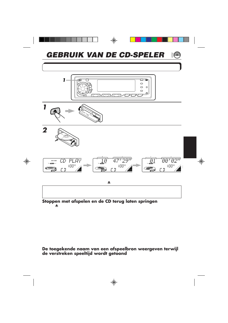 Gebruik van de cd-speler, Een cd afspelen | JVC KD-MX2800R User Manual | Page 169 / 202