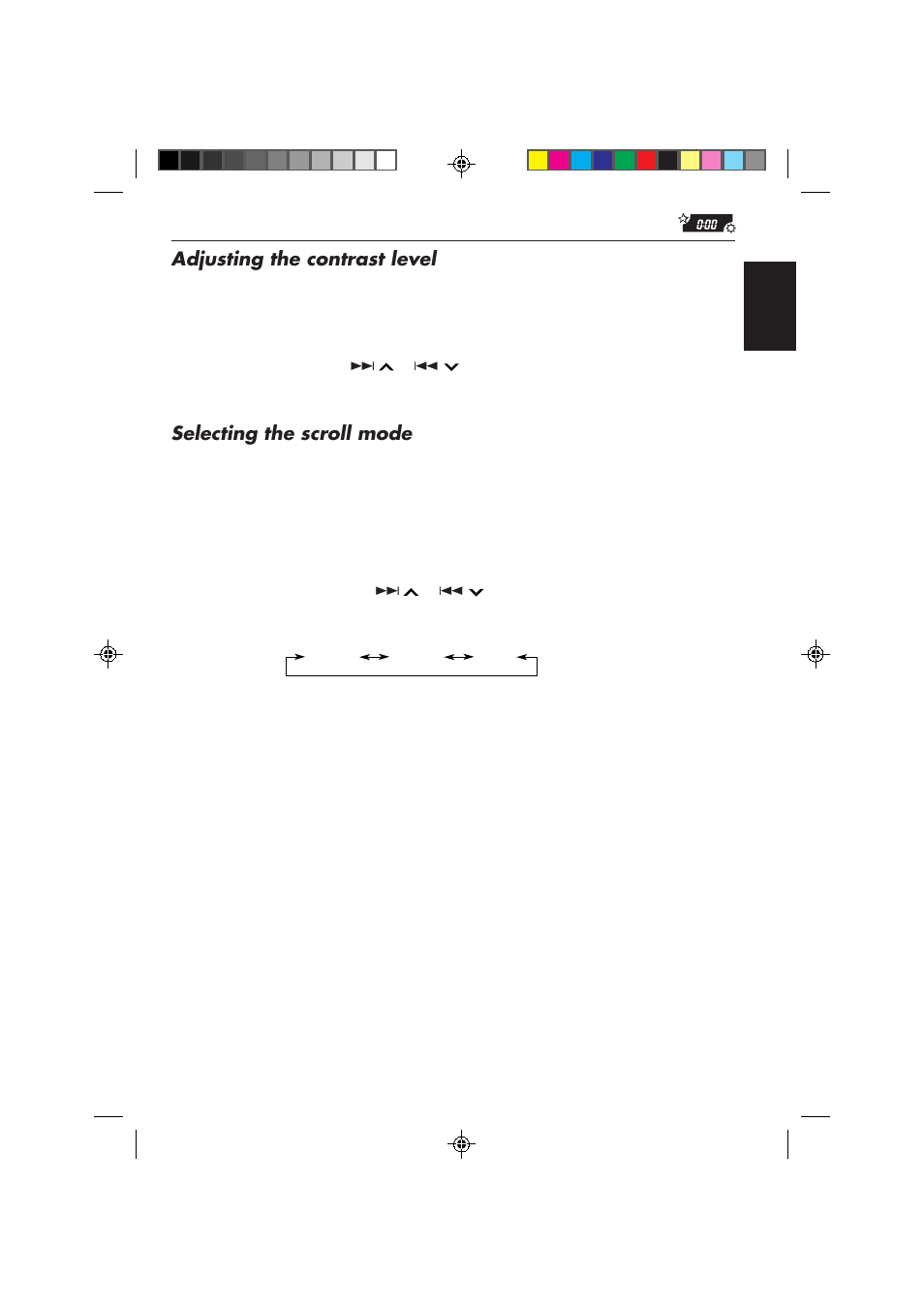 Adjusting the contrast level, Selecting the scroll mode | JVC KD-MX2800R User Manual | Page 37 / 202