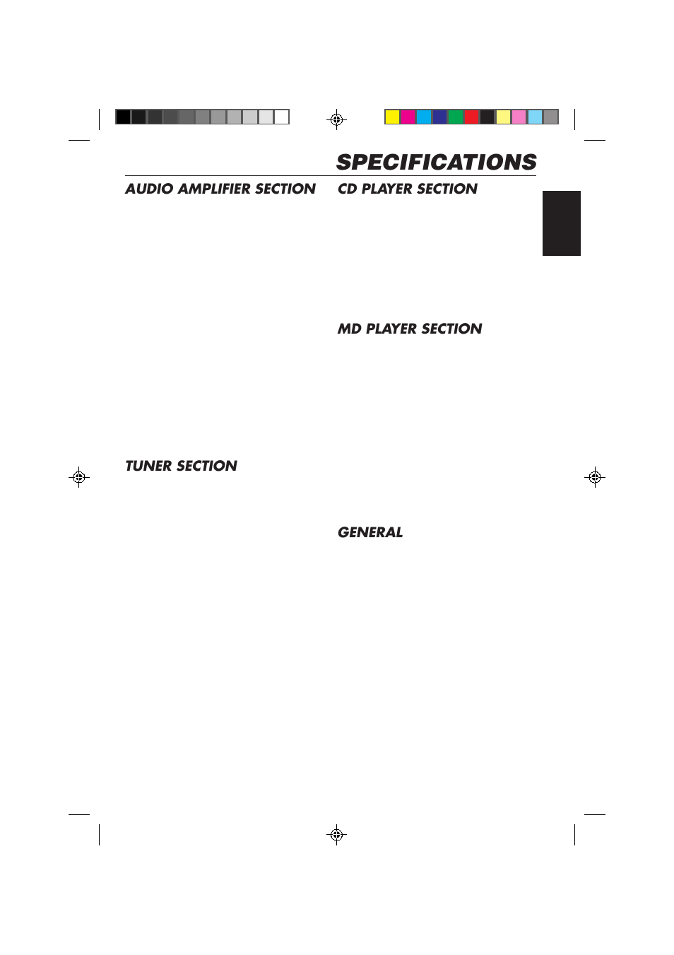 Specifications, General | JVC KD-MX2800R User Manual | Page 51 / 202