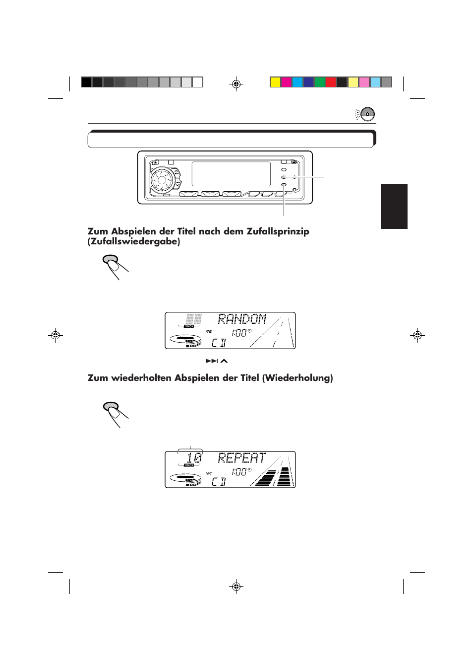 Wählen der cd-abspielbetriebsarten | JVC KD-MX2800R User Manual | Page 71 / 202