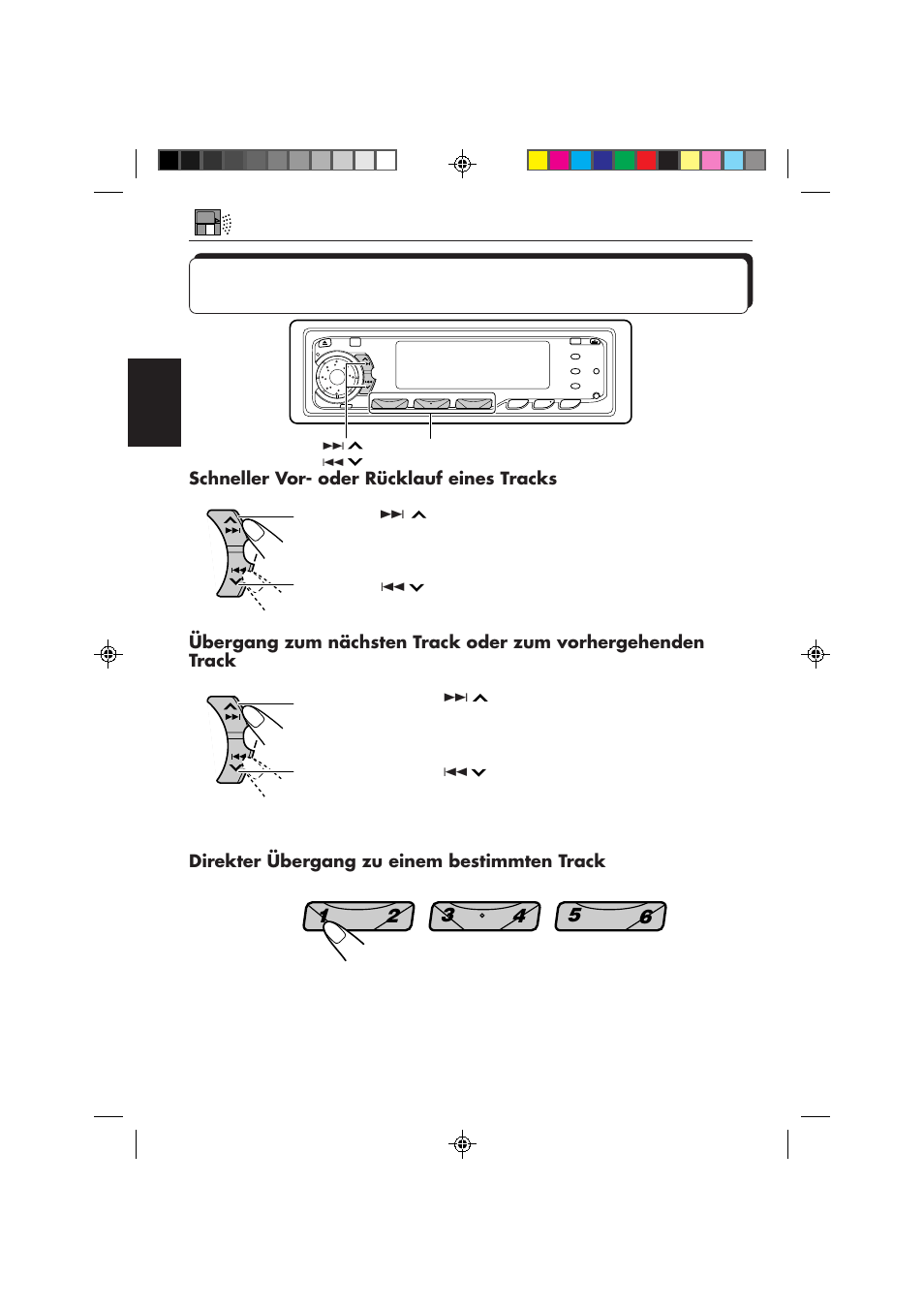 Schneller vor- oder rücklauf eines tracks, Direkter übergang zu einem bestimmten track | JVC KD-MX2800R User Manual | Page 74 / 202