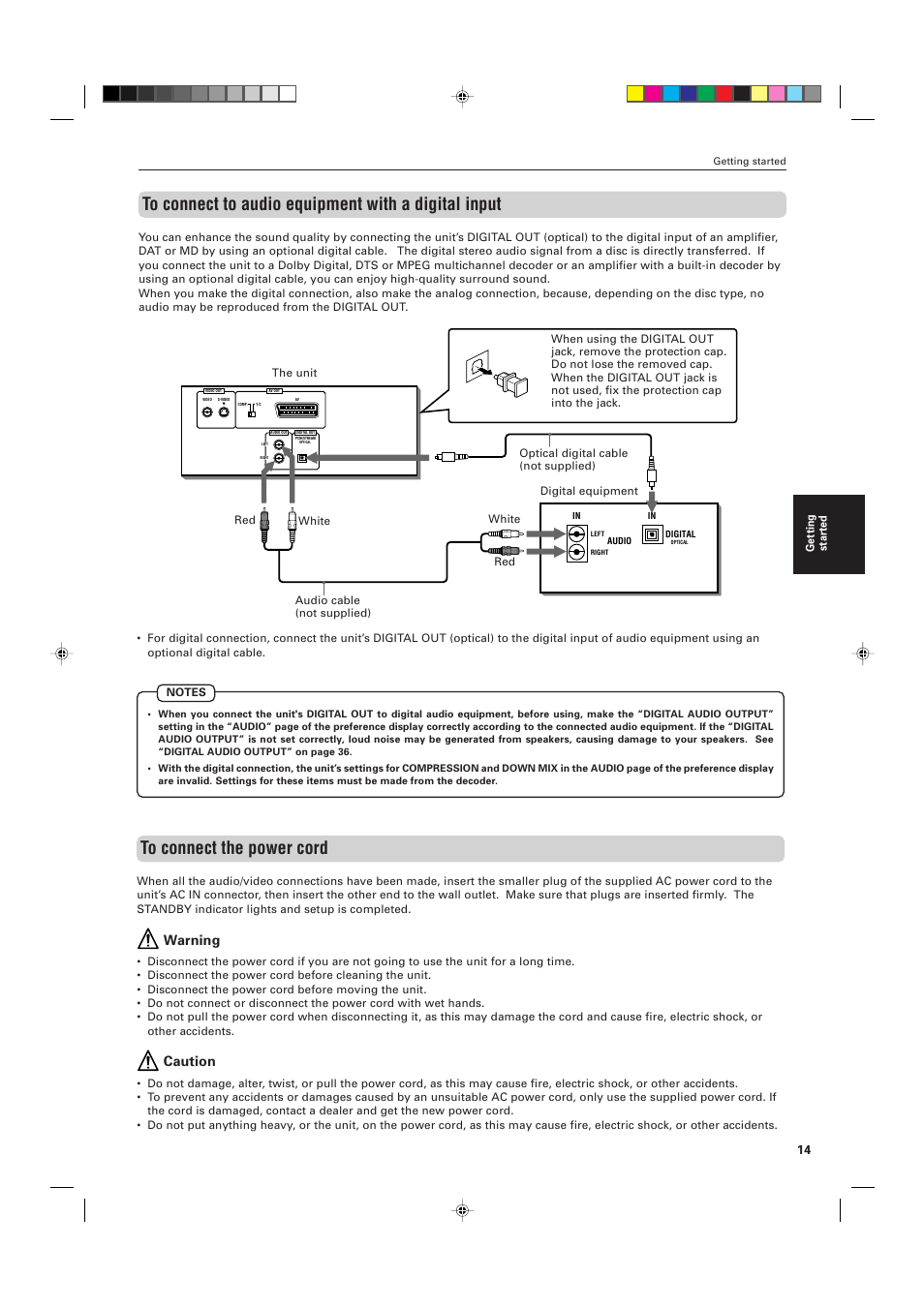 Warning, Caution | JVC XV-M555BK User Manual | Page 17 / 48