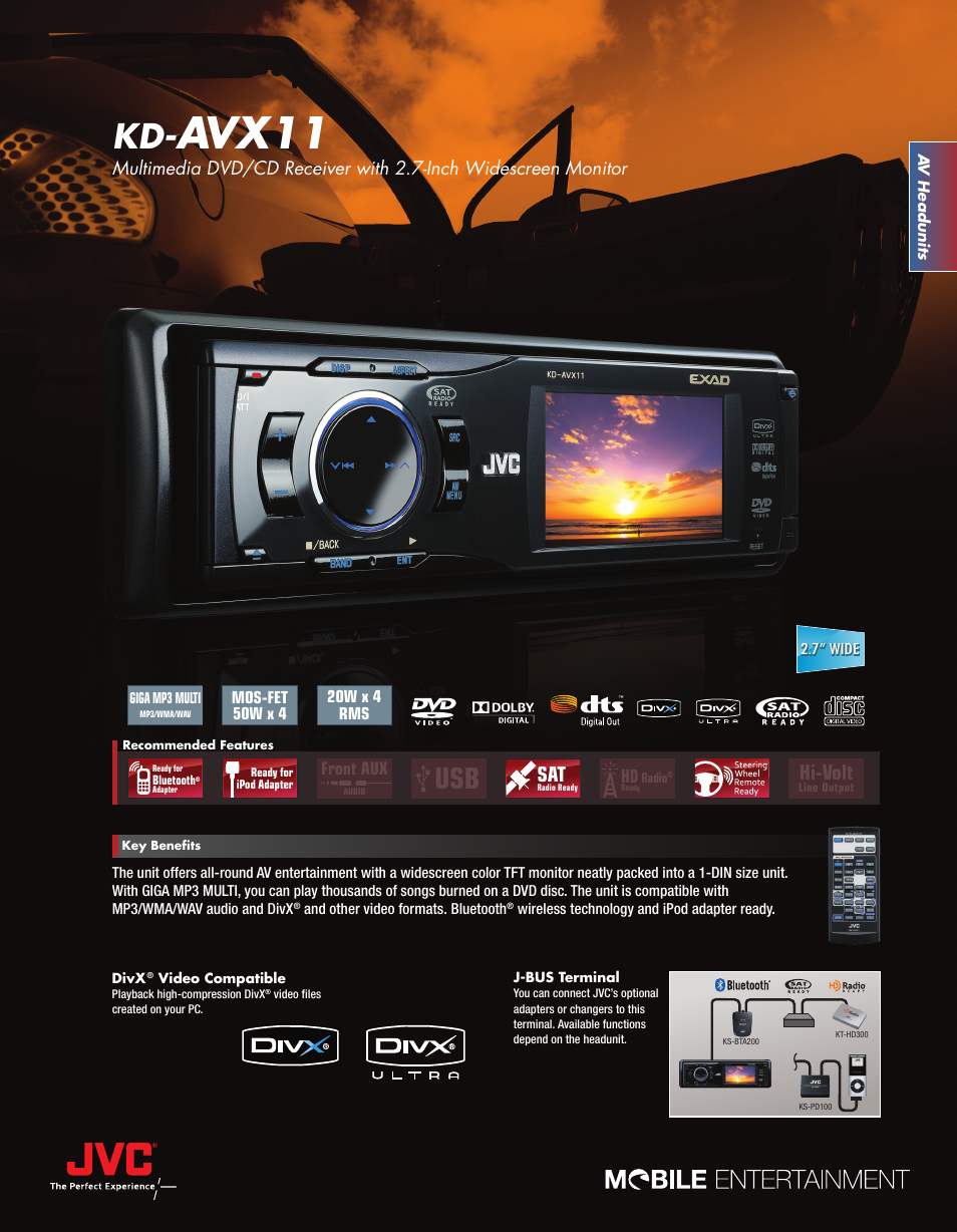 JVC EXAD KD-AVX11 User Manual | 2 pages