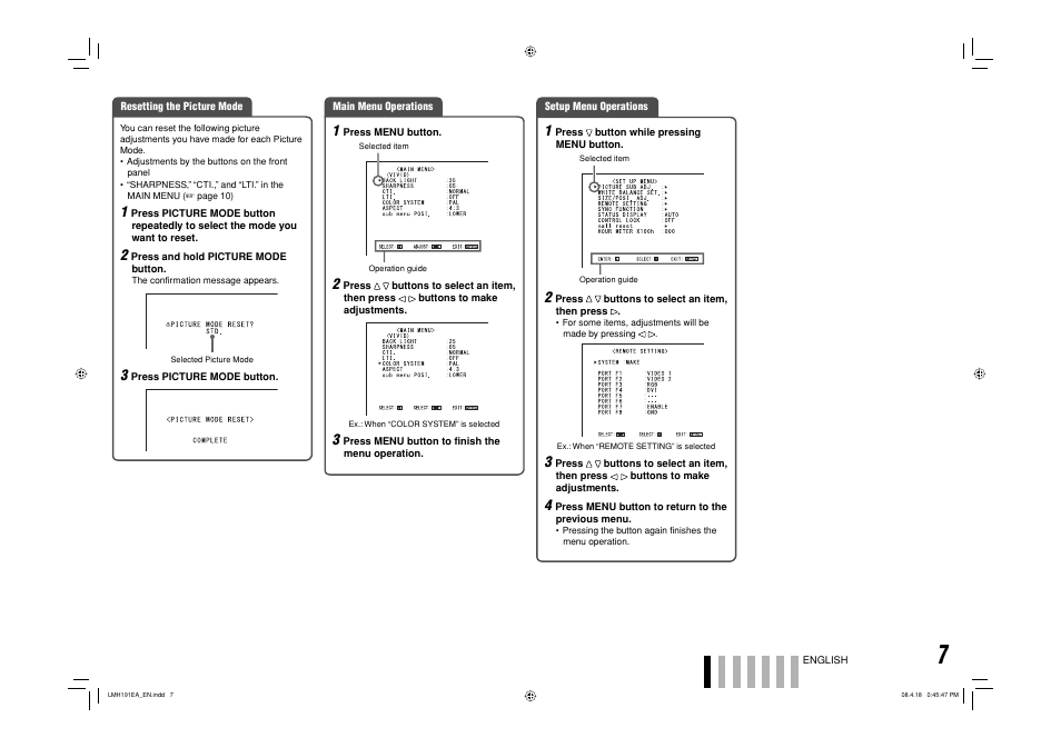 JVC LM-H191 User Manual | Page 8 / 18