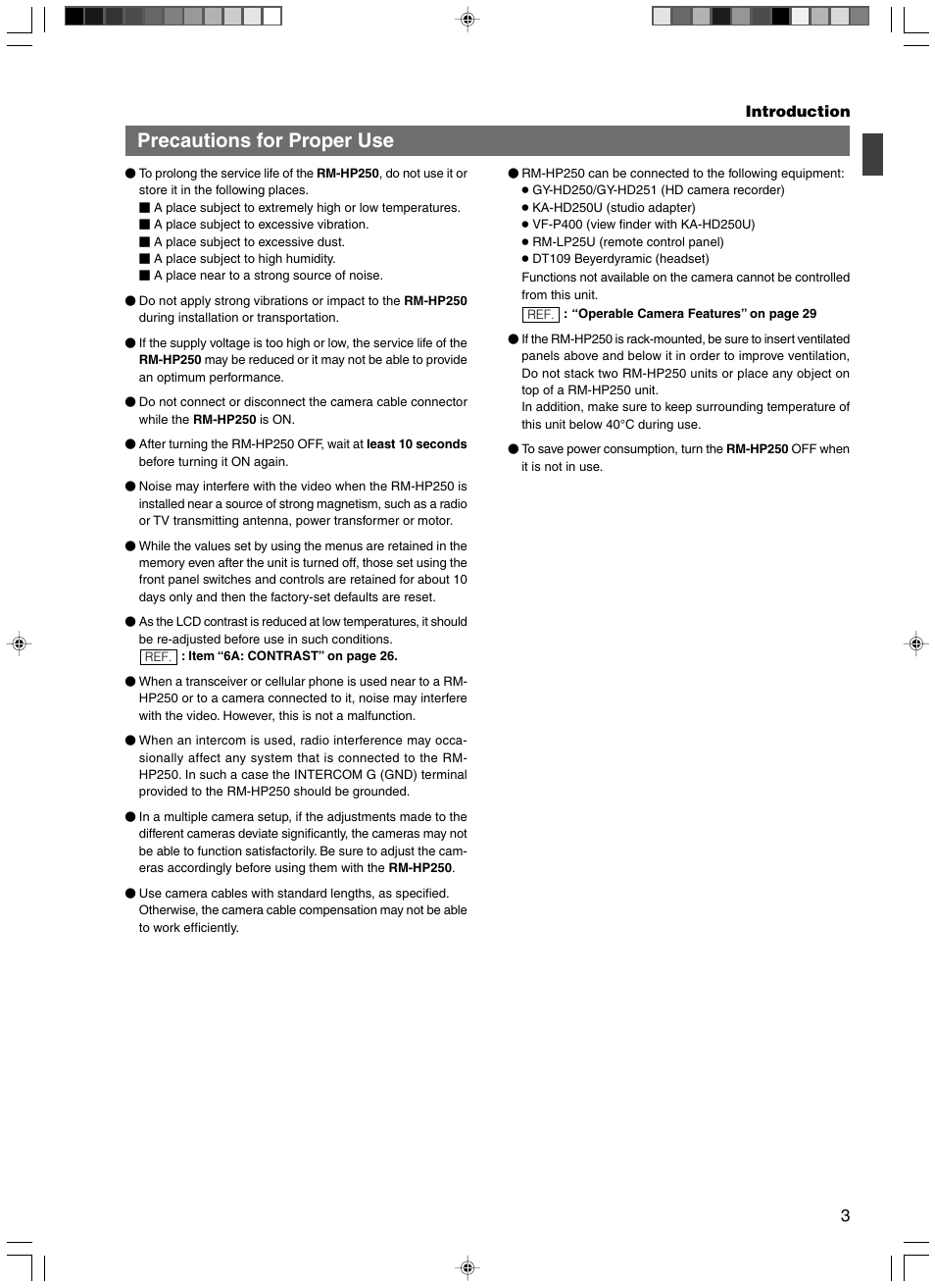 Precautions for proper use | JVC RM-HP250DE User Manual | Page 13 / 44