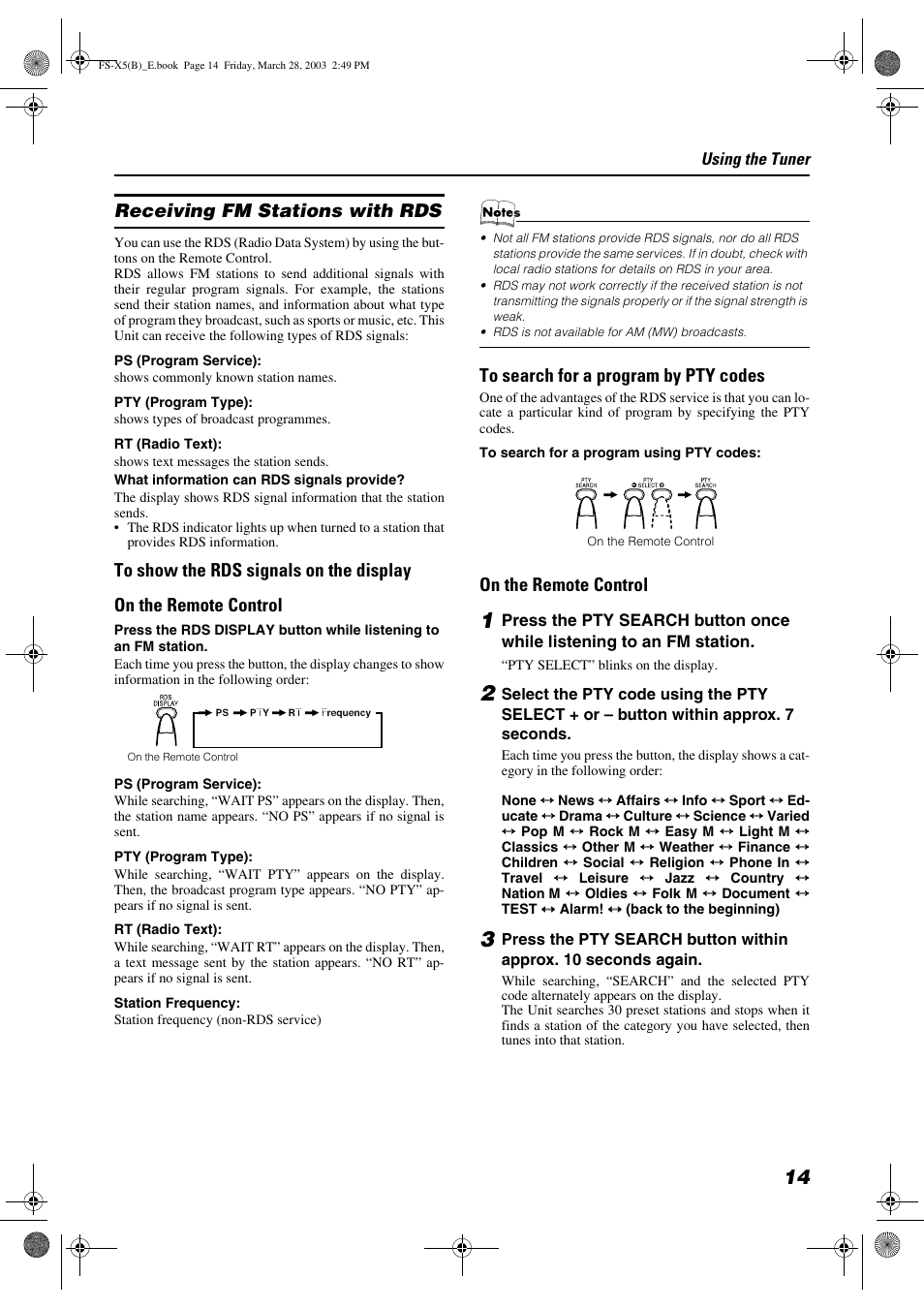 Receiving fm stations with rds, On the remote control | JVC 0403MNMCREJEM User Manual | Page 17 / 34