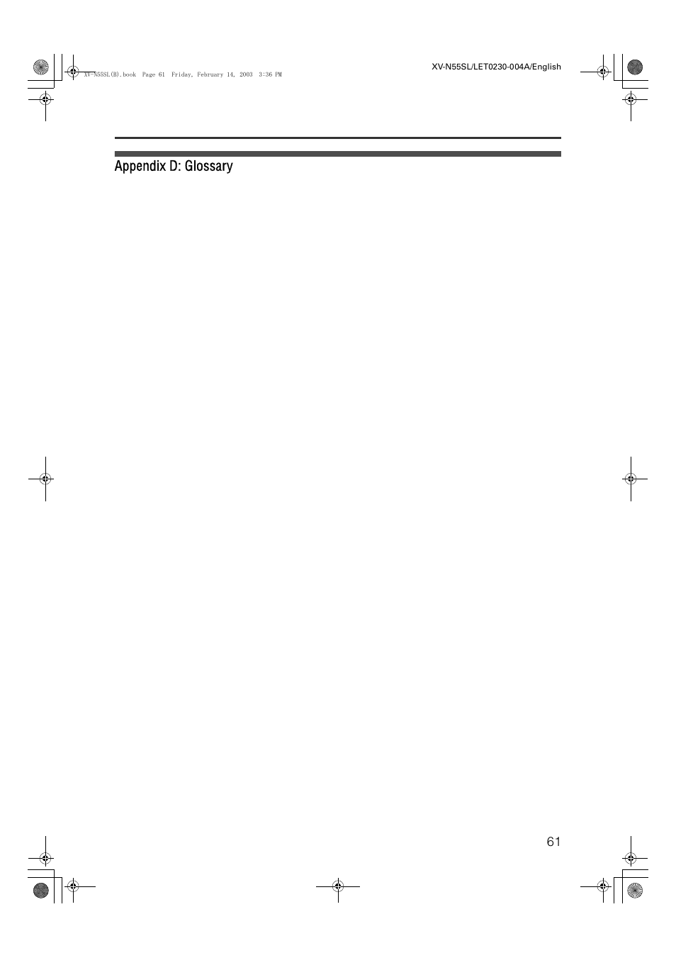 Appendix d: glossary, Additional information | JVC LVT1002-001B User Manual | Page 66 / 75