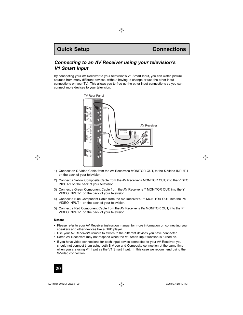 Quick setup connections | JVC 0505TNH-II-IM User Manual | Page 20 / 96