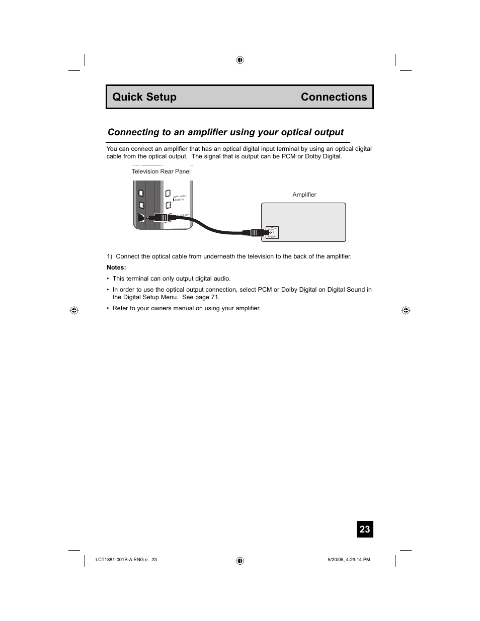 Quick setup connections | JVC 0505TNH-II-IM User Manual | Page 23 / 96