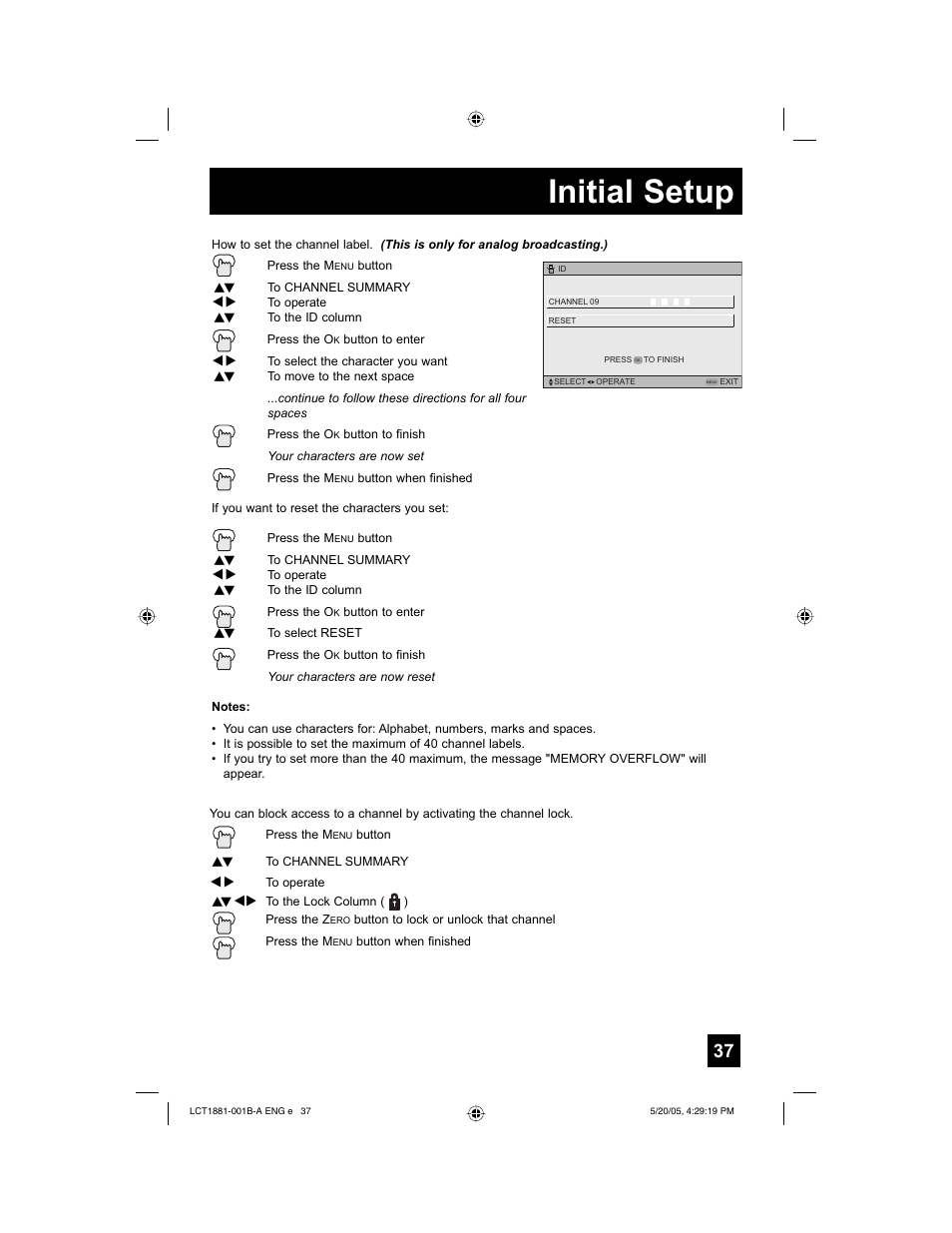 Initial setup | JVC 0505TNH-II-IM User Manual | Page 37 / 96