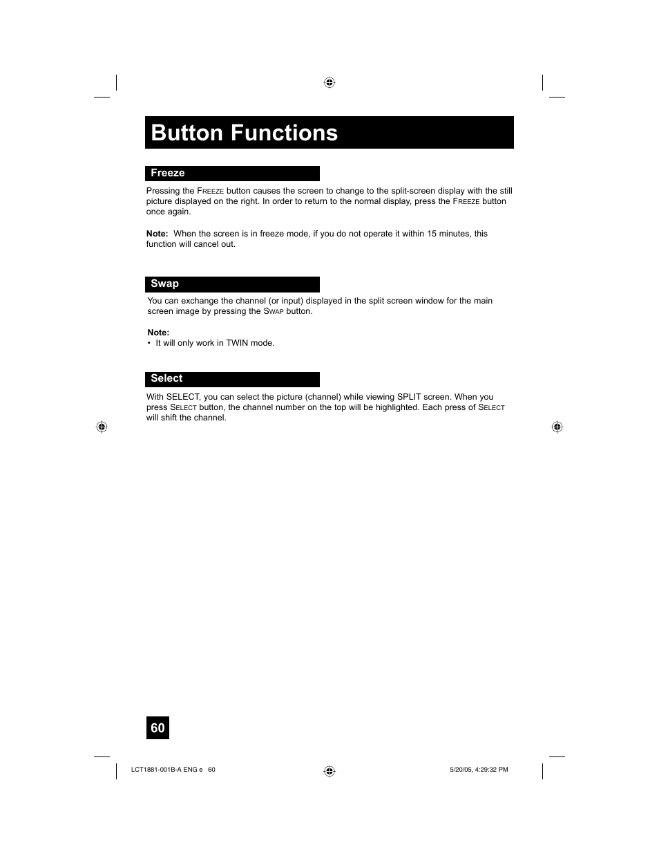 Button functions | JVC 0505TNH-II-IM User Manual | Page 60 / 96