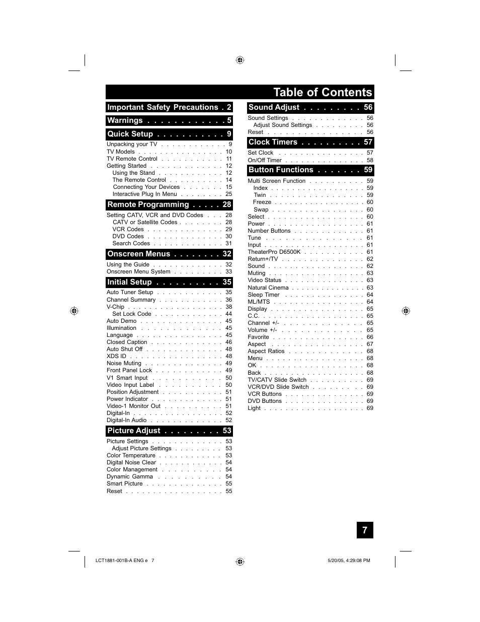 JVC 0505TNH-II-IM User Manual | Page 7 / 96
