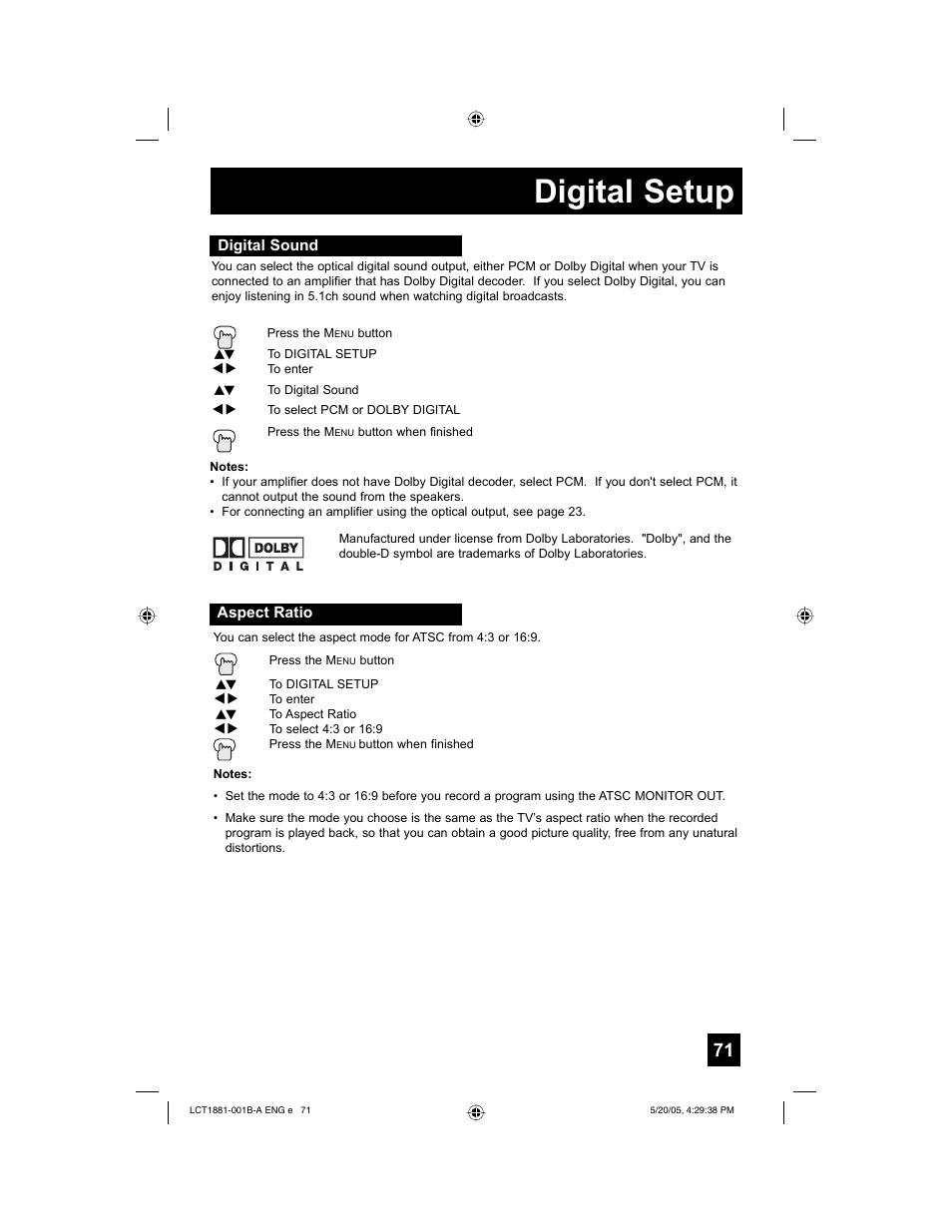 Digital setup | JVC 0505TNH-II-IM User Manual | Page 71 / 96