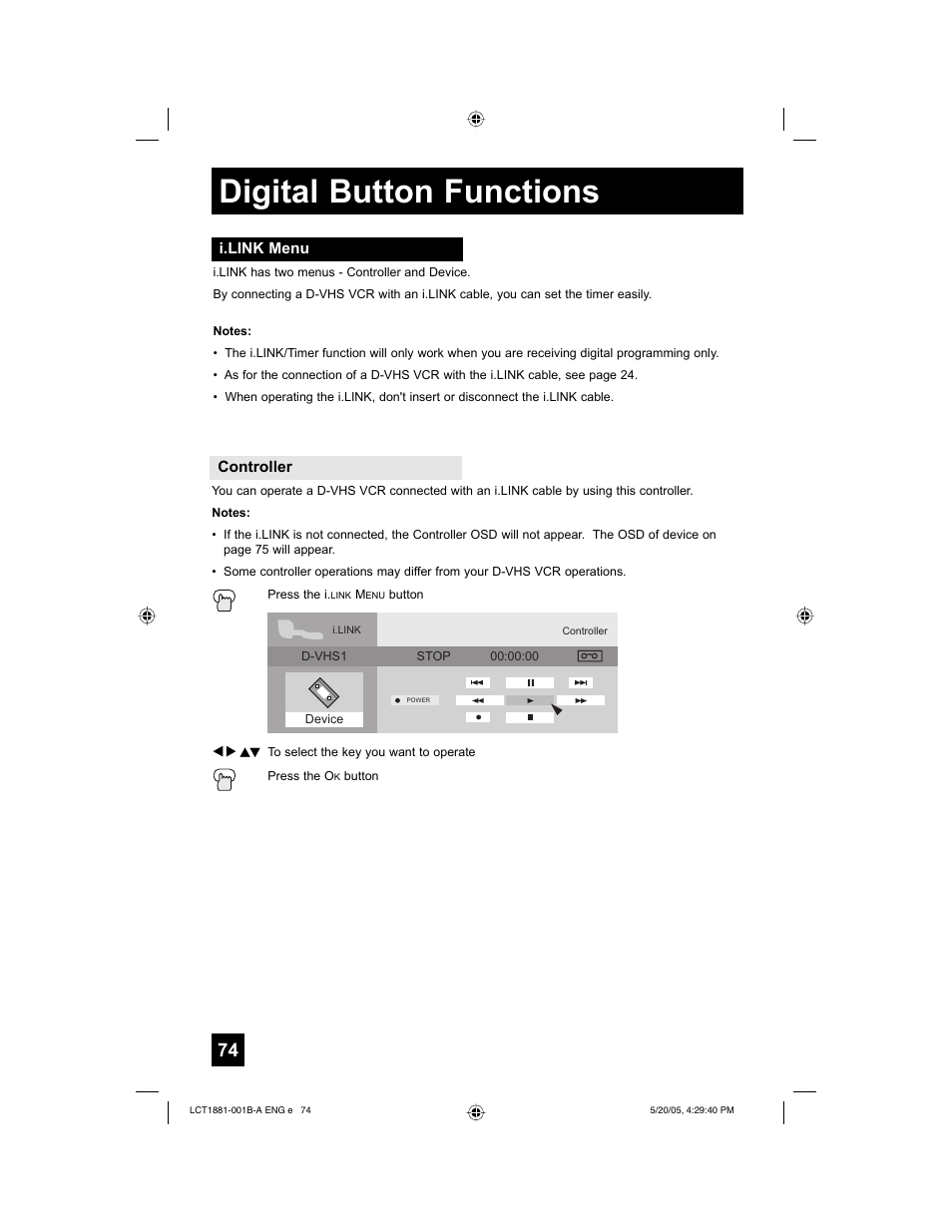 Digital button functions | JVC 0505TNH-II-IM User Manual | Page 74 / 96