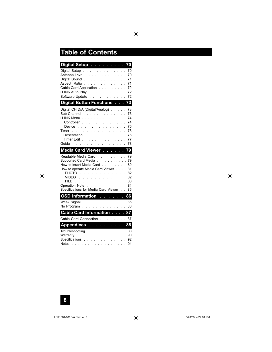 JVC 0505TNH-II-IM User Manual | Page 8 / 96