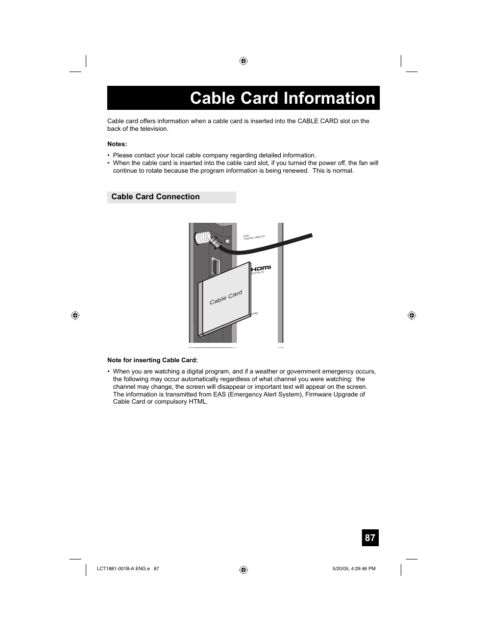 Cable card information | JVC 0505TNH-II-IM User Manual | Page 87 / 96