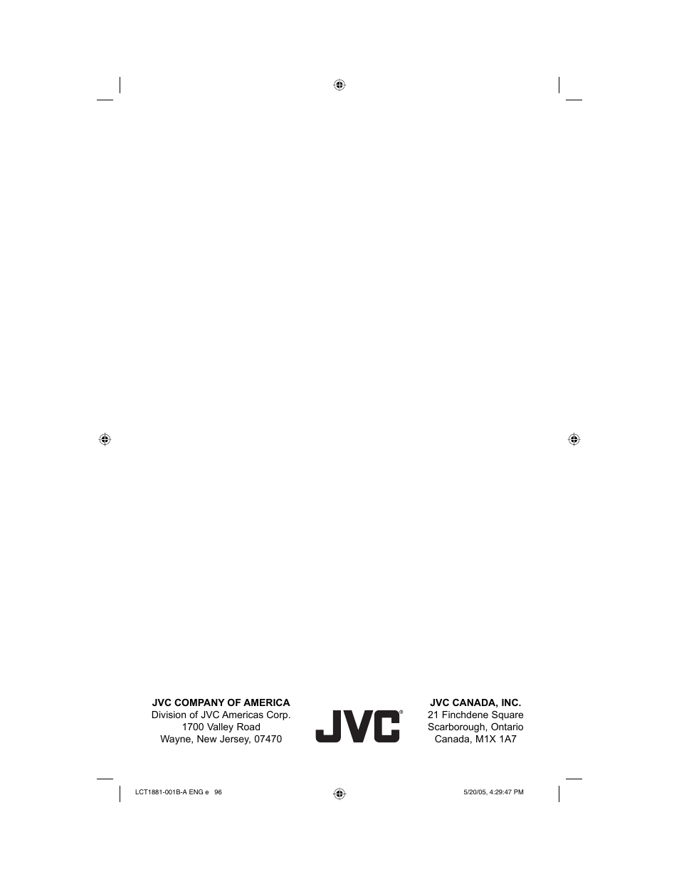 JVC 0505TNH-II-IM User Manual | Page 96 / 96