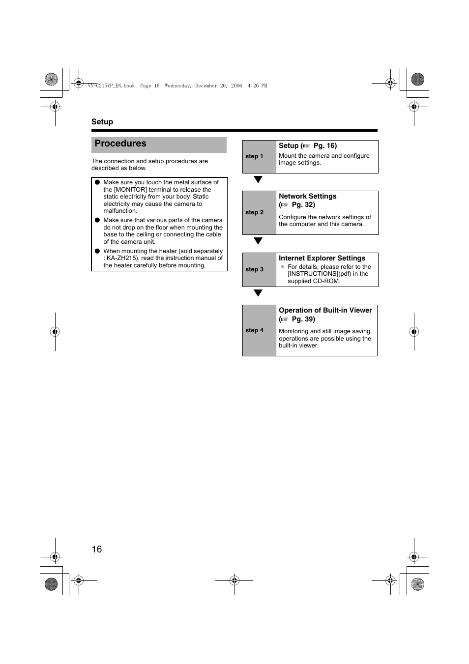 Setup, Procedures | JVC VN-C215VP4U User Manual | Page 16 / 48