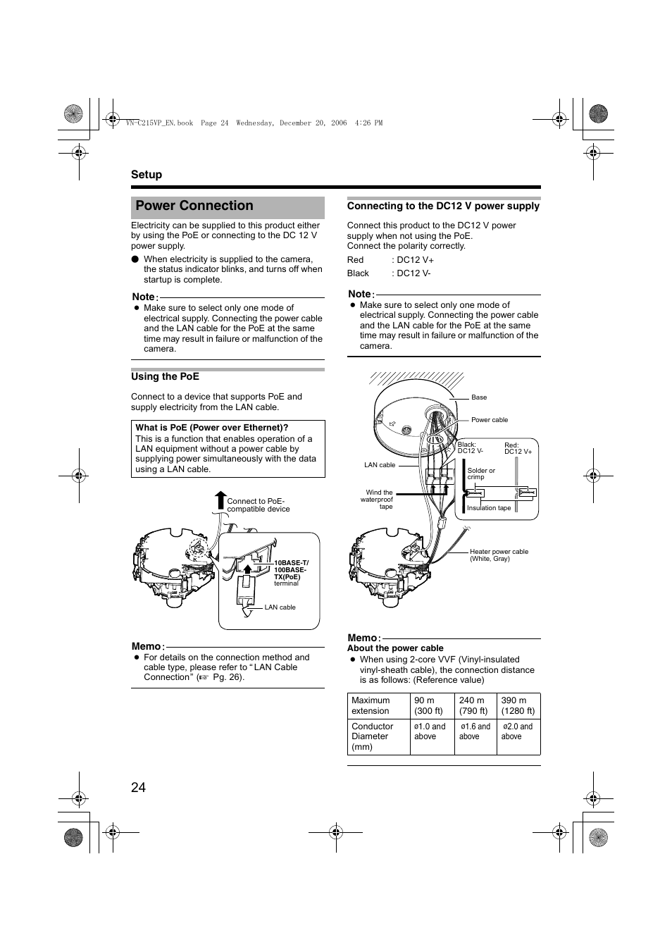 Power connection, A pg. 24) | JVC VN-C215VP4U User Manual | Page 24 / 48