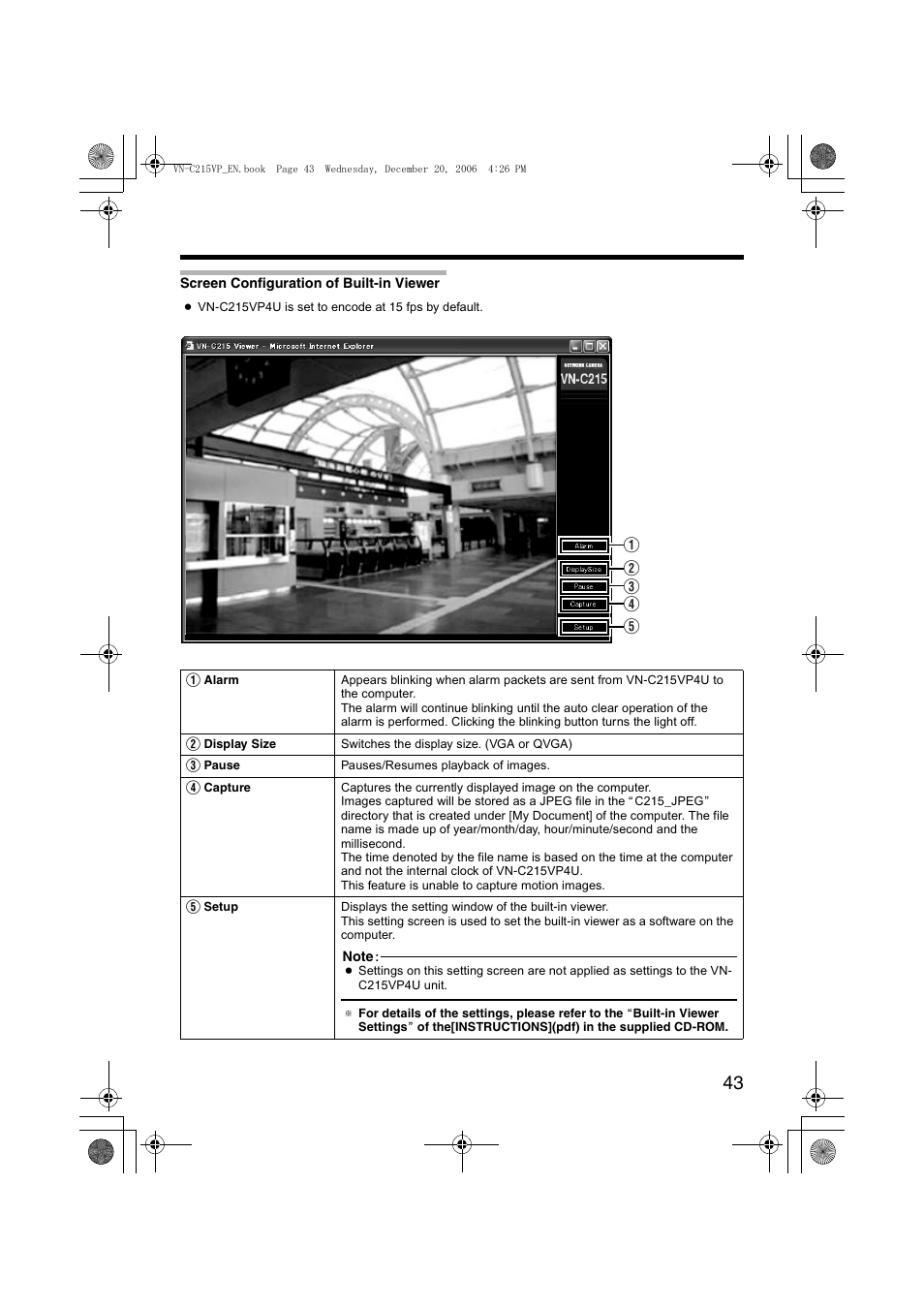 Screen configuration of built-in viewer, Screen configuration of built-in, Viewer | A pg. 43) | JVC VN-C215VP4U User Manual | Page 43 / 48