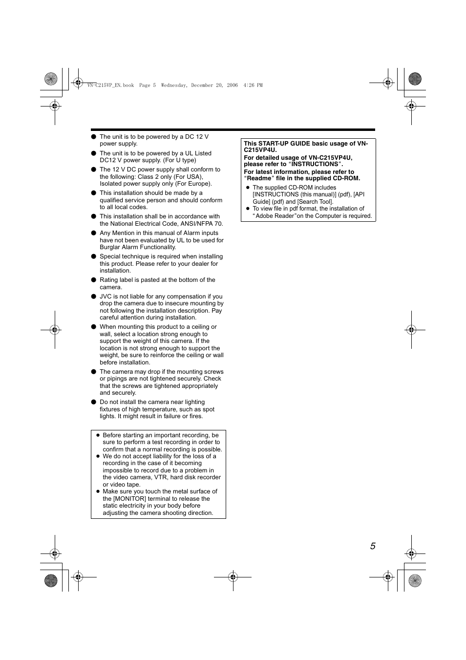 JVC VN-C215VP4U User Manual | Page 5 / 48
