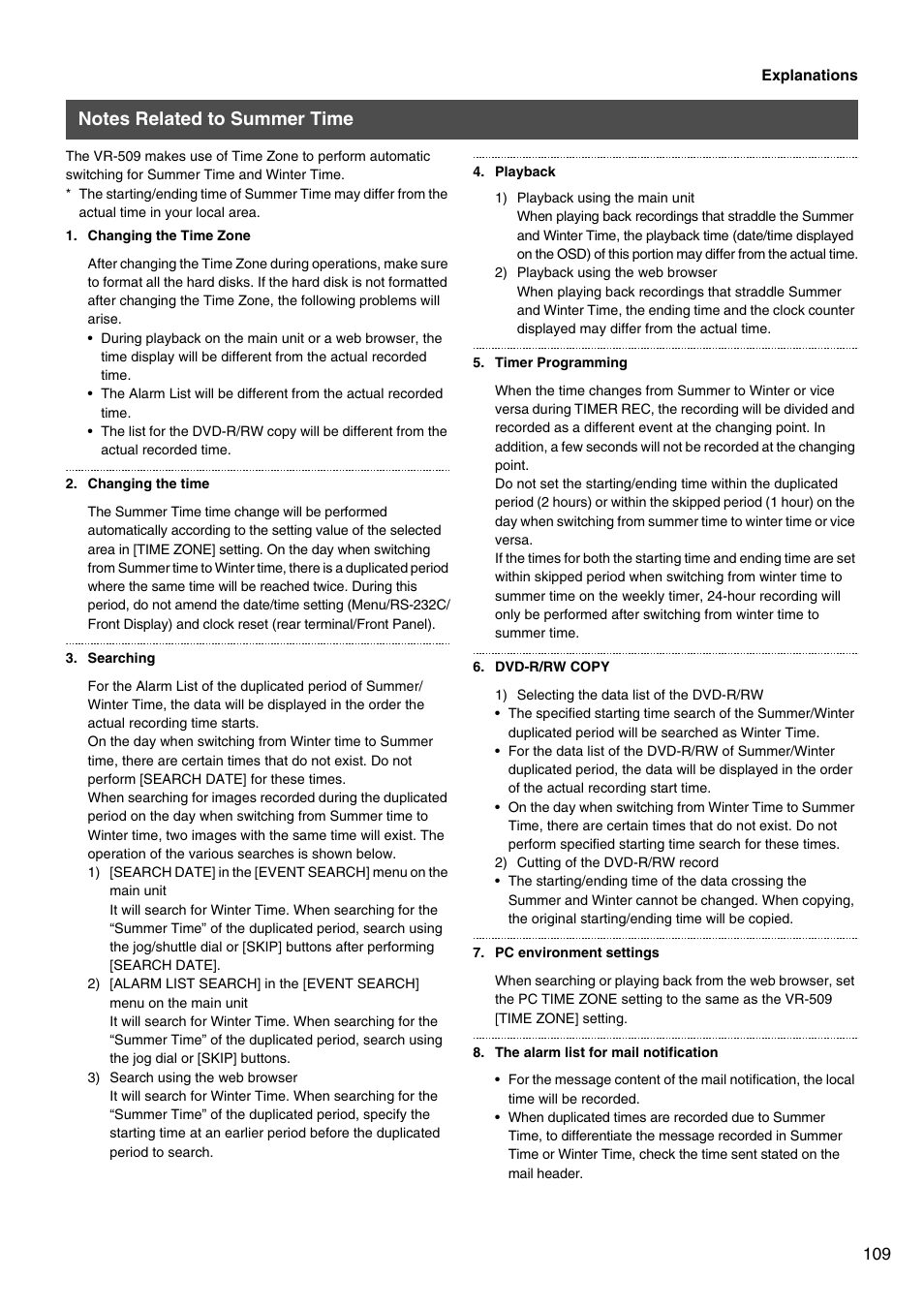 Notes related to summer time | JVC VR-509E User Manual | Page 109 / 128