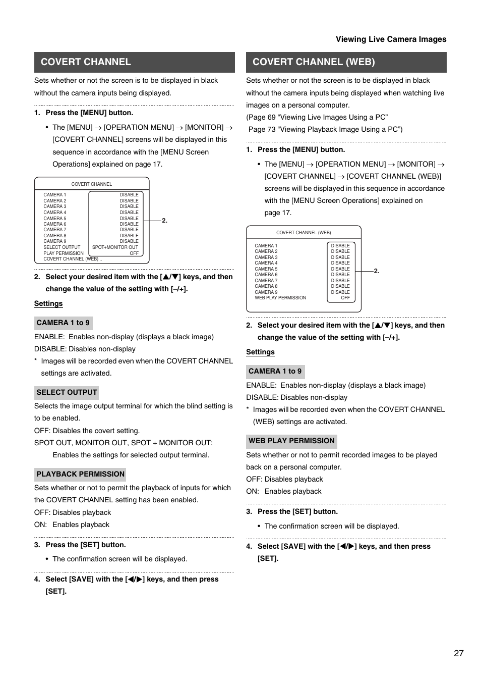 Covert channel, Covert channel (web) | JVC VR-509E User Manual | Page 27 / 128