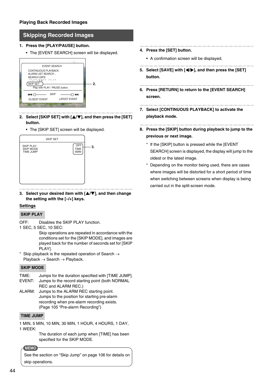 Skipping recorded images | JVC VR-509E User Manual | Page 44 / 128