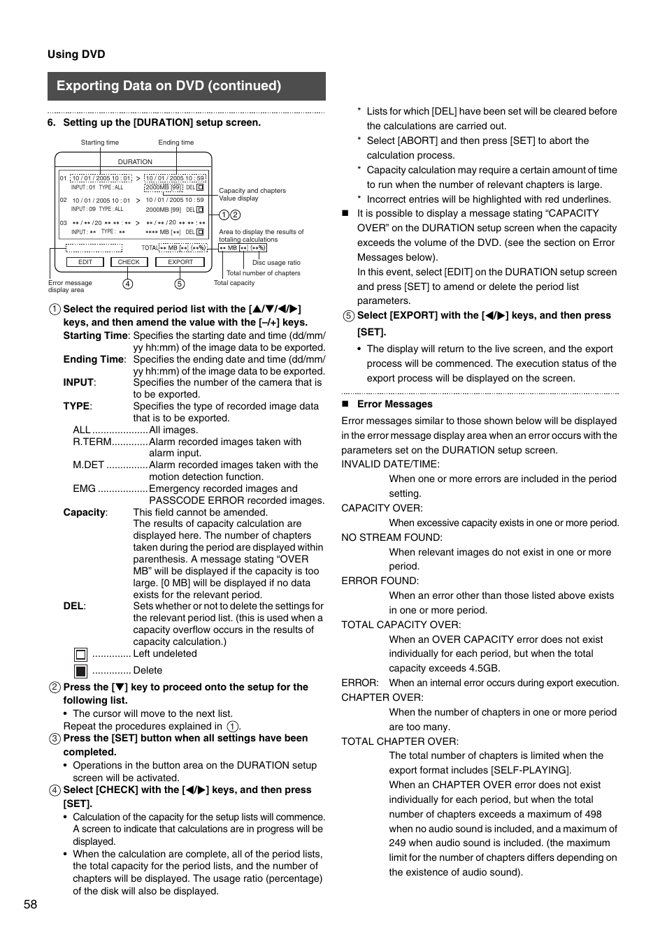 Exporting data on dvd (continued) | JVC VR-509E User Manual | Page 58 / 128