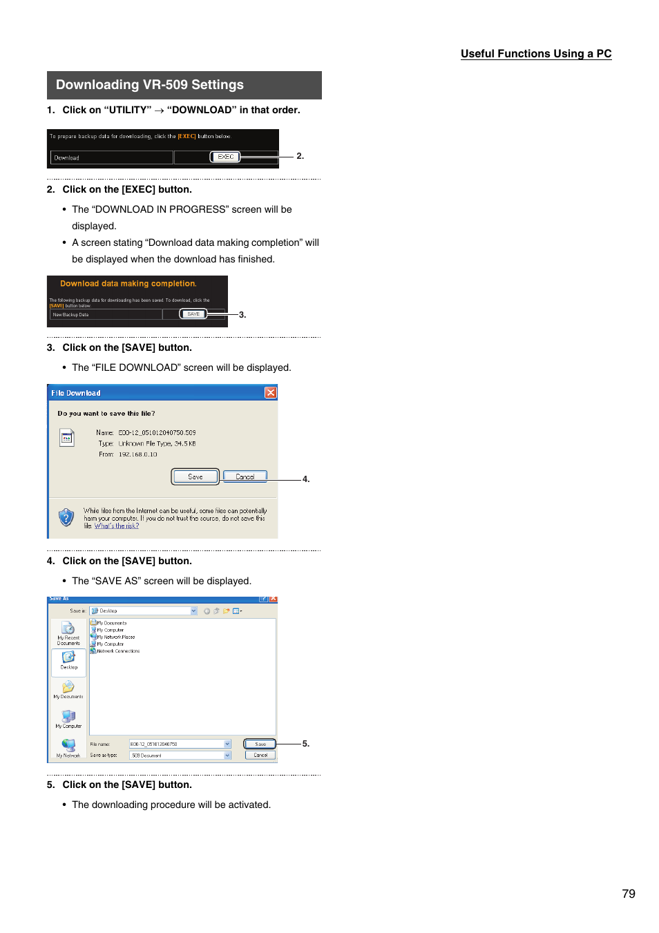 Downloading vr-509 settings | JVC VR-509E User Manual | Page 79 / 128