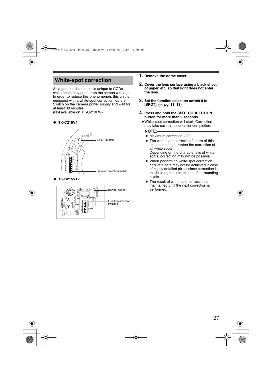 White-spot correction, A pg. 27) | JVC TK-C210FW User Manual | Page 27 / 32