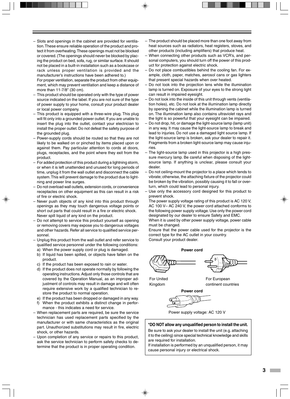 JVC DLA-HD2KE User Manual | Page 3 / 40