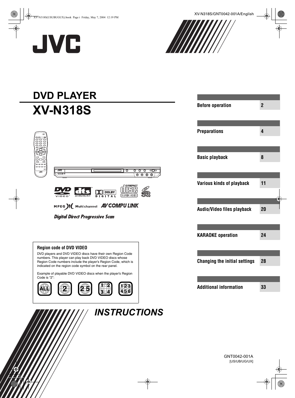 JVC XV-N318S User Manual | 40 pages