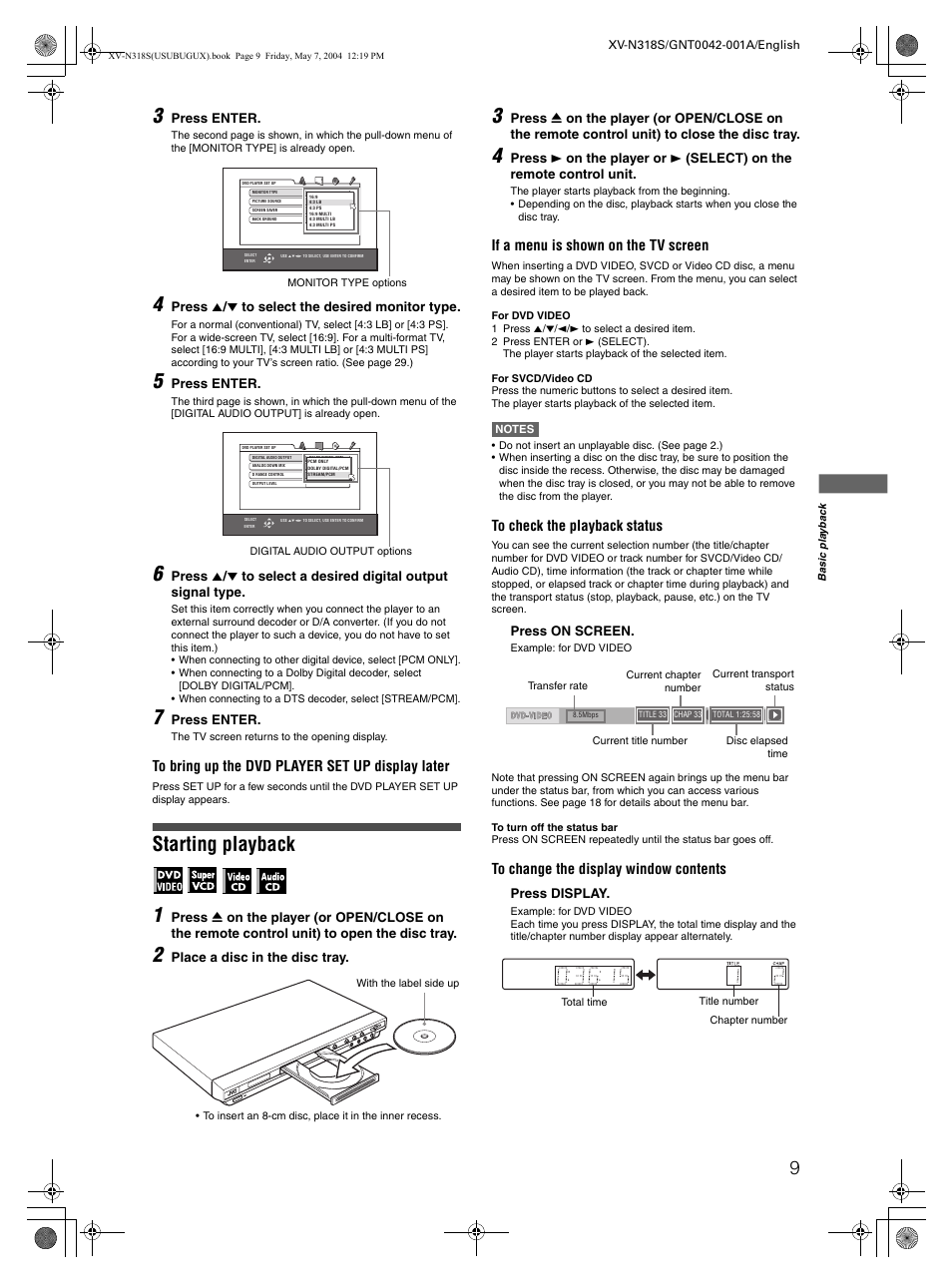 Starting playback 1, If a menu is shown on the tv screen, Pr og re ss iv e | JVC XV-N318S User Manual | Page 11 / 40