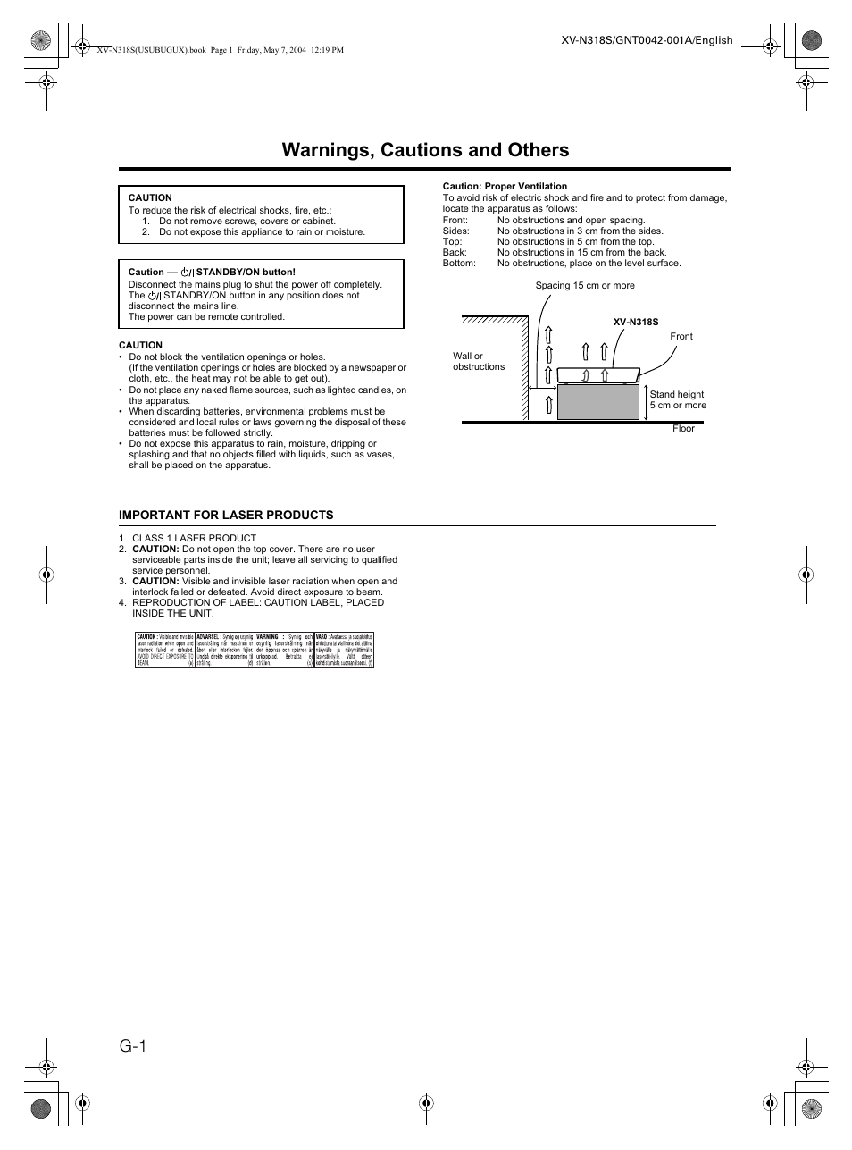 Warnings, cautions and others | JVC XV-N318S User Manual | Page 2 / 40