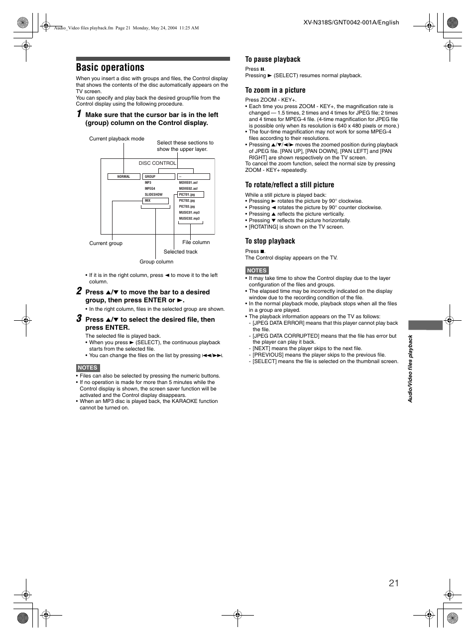 Basic operations | JVC XV-N318S User Manual | Page 23 / 40