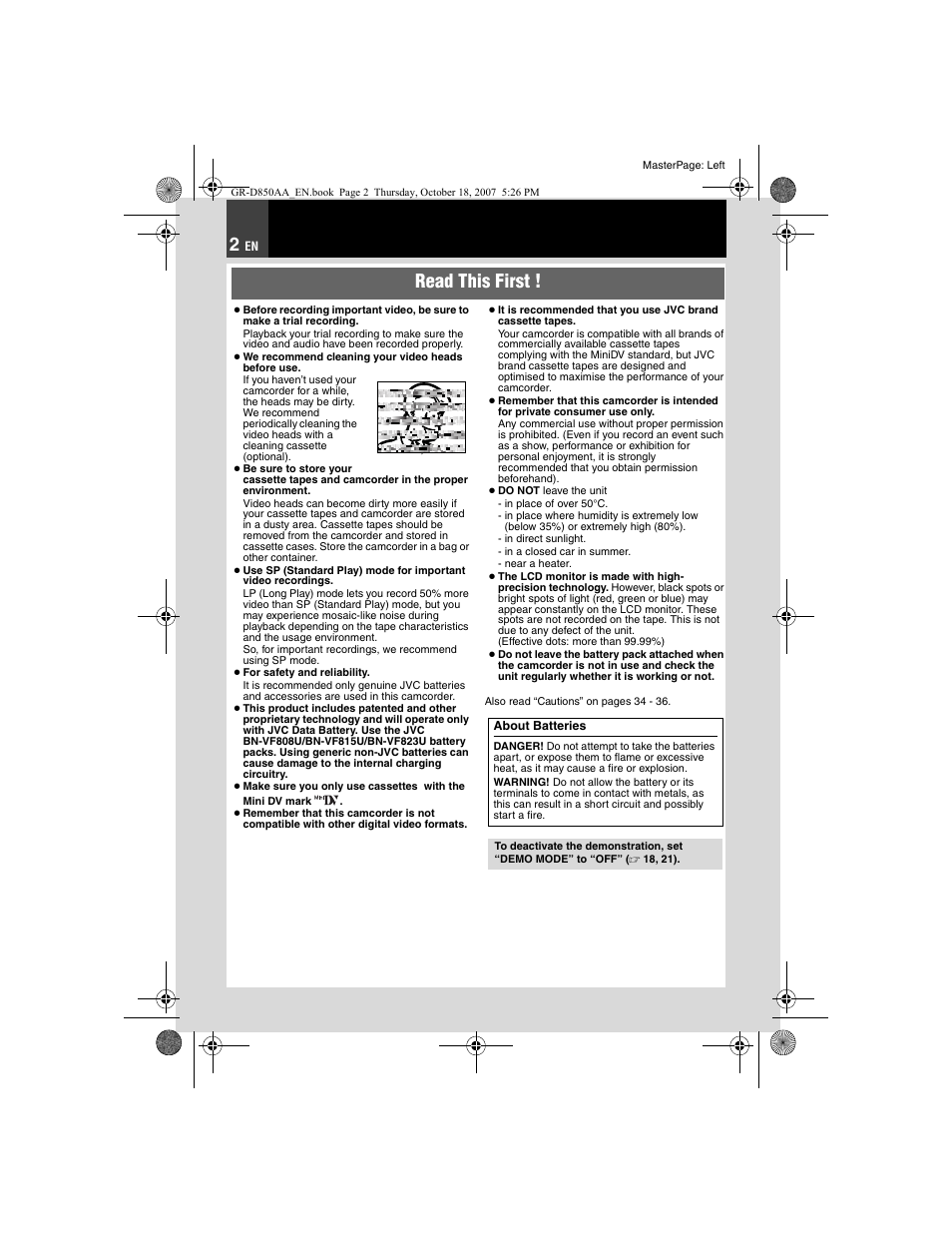 Read this first | JVC GR-D850AA User Manual | Page 2 / 40