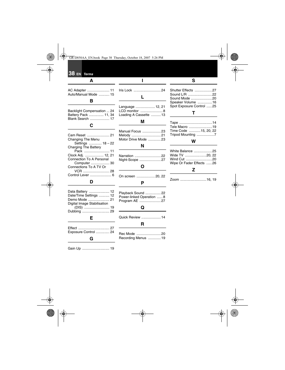 Terms | JVC GR-D850AA User Manual | Page 38 / 40